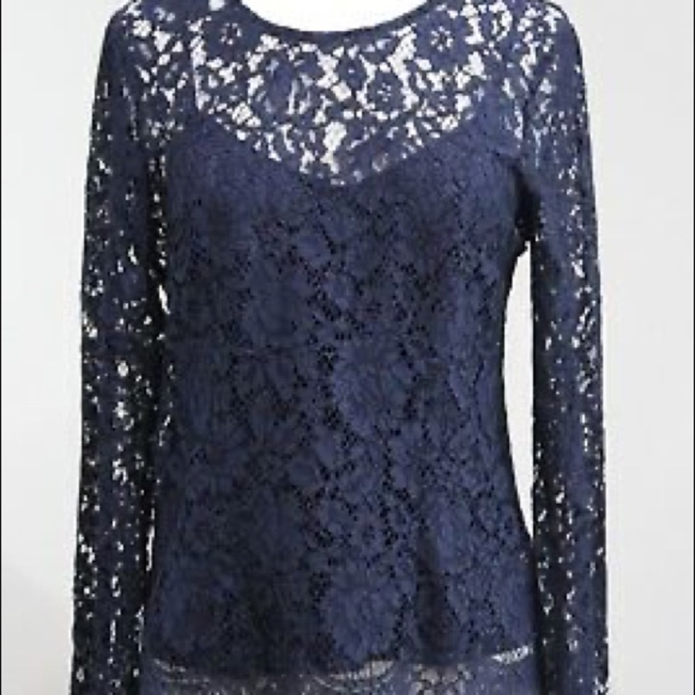 J. Crew navy lace blouse with cami - size 4 - worn once.